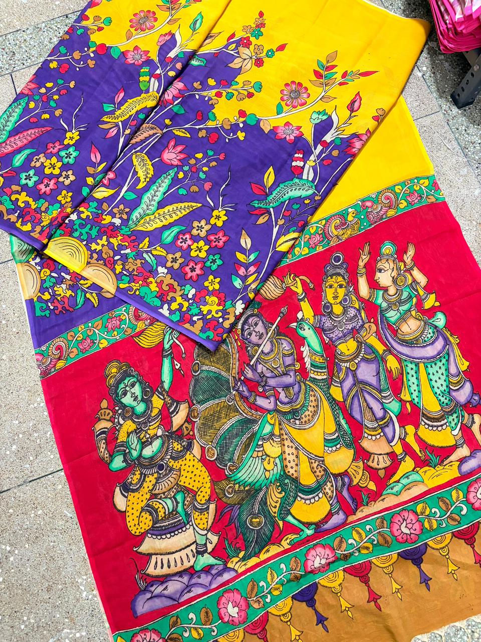 Handcrafted Kalamkari Saree