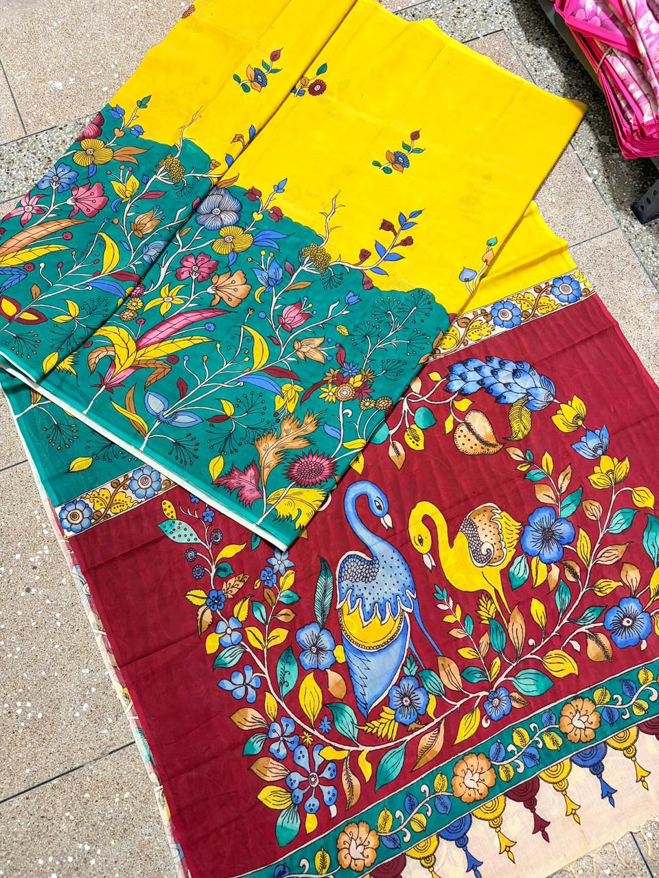 Handcrafted Kalamkari Saree