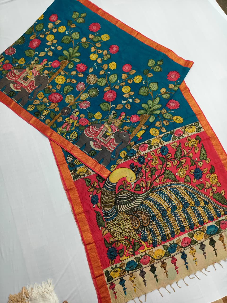 Handcrafted Kalamkari Saree