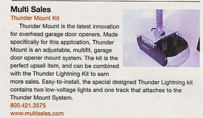 Publication of Thunder Mounts in Door Dealer Magazine 2007