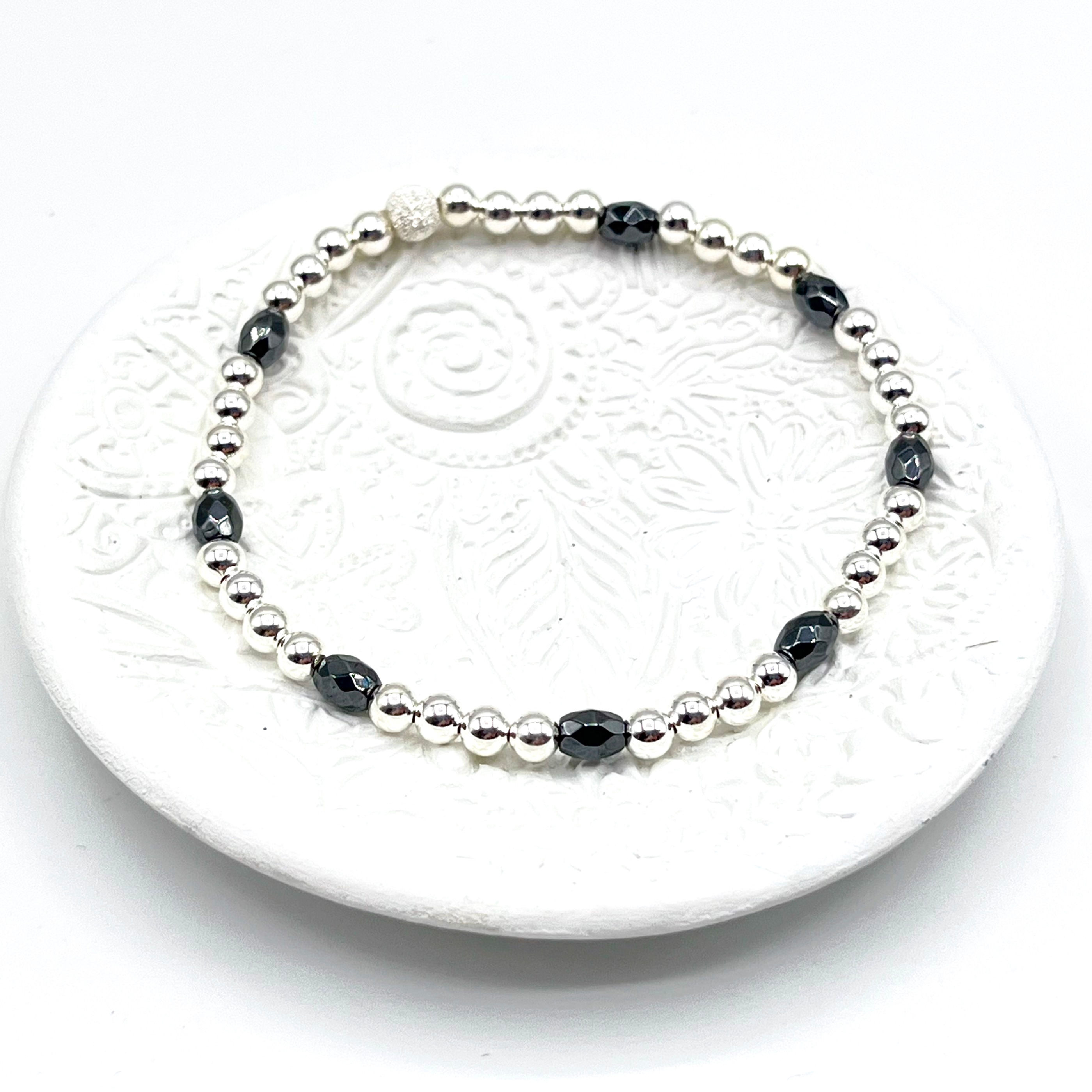 Hematite and sterling silver bracelet