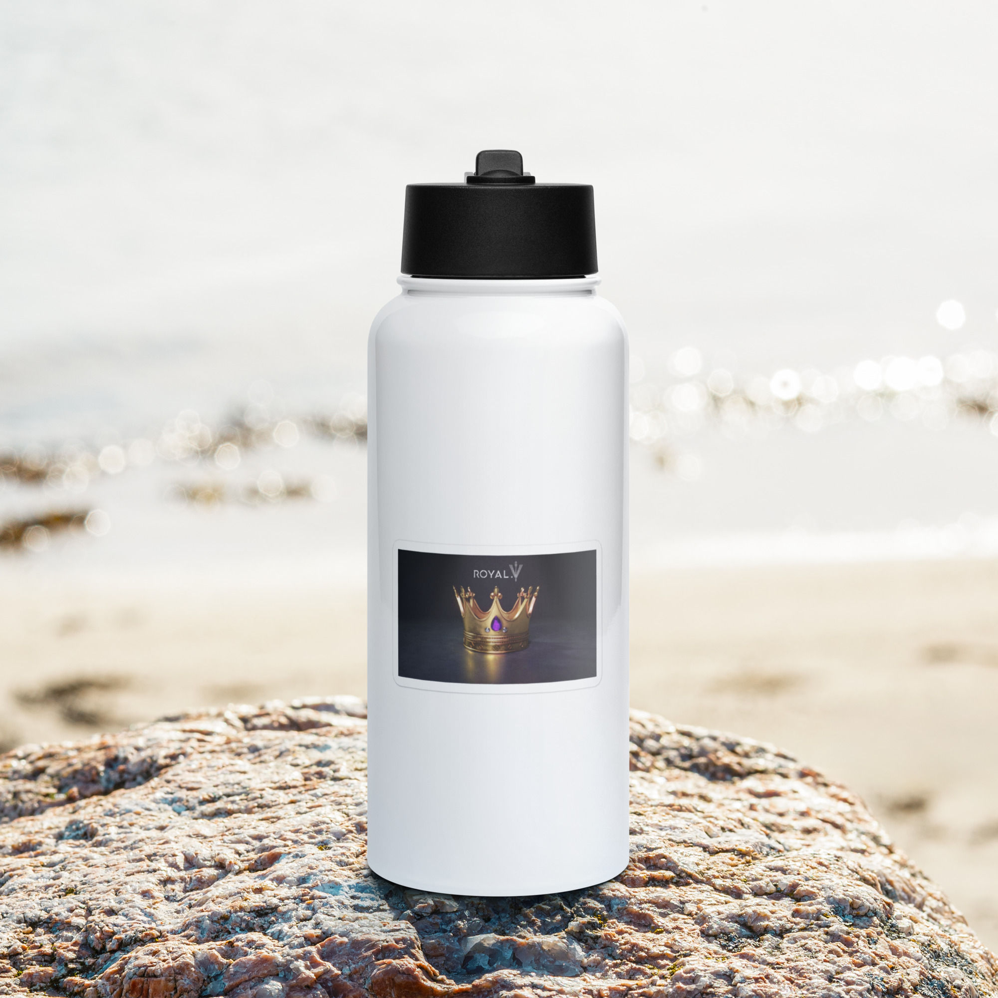 Stainless steel water bottle with a straw lid