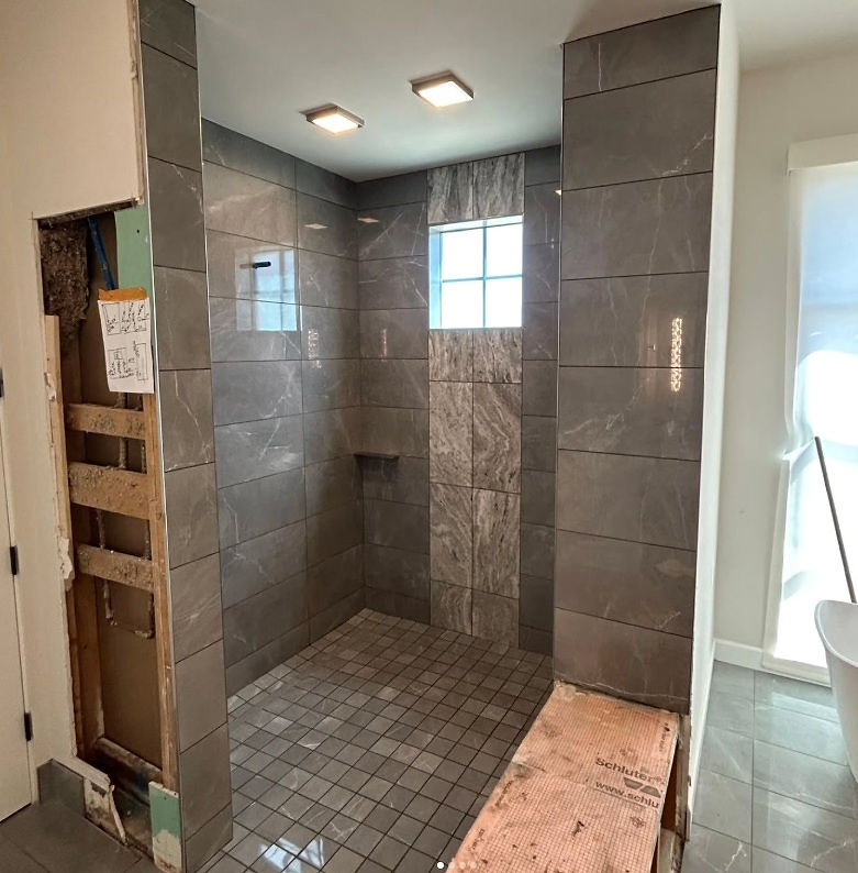 custom shower installation work in progress Phoenix AZ