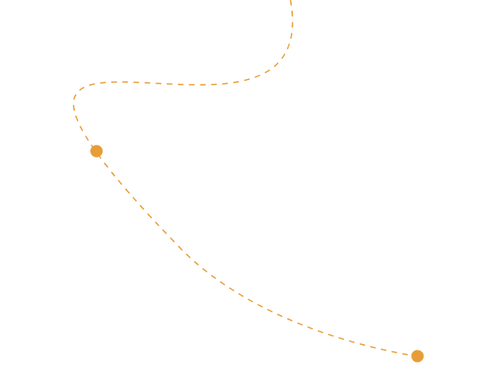 Linha pontilhada conectando pontos 
