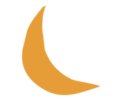 Imagem vectorizada no estilo de desenho de cordel de uma lua semi cheia na cor amarela