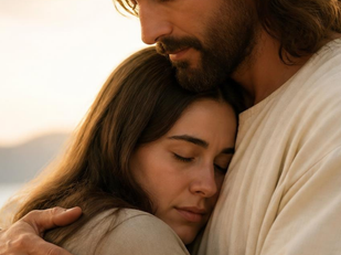 Jesus abraçando como Pai que é.
