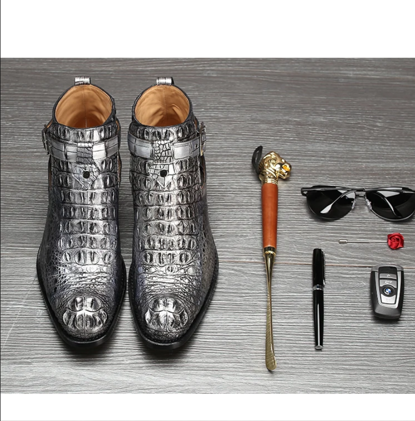 Thumbnail: hubu crocodile boots popular fashion Men boots business Short boots Low help men