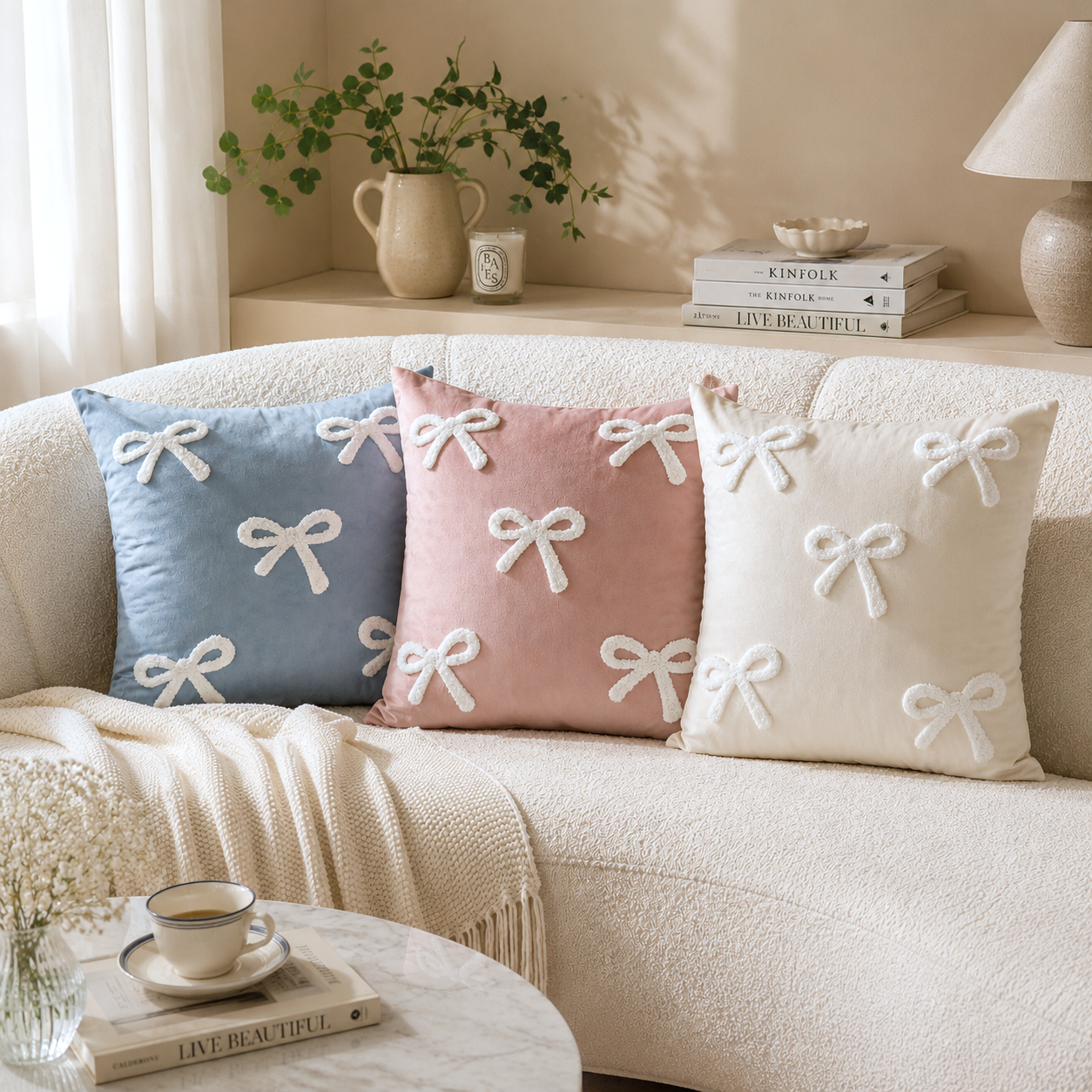 Ribbon Coquette Cushion Cover (3 Colour)