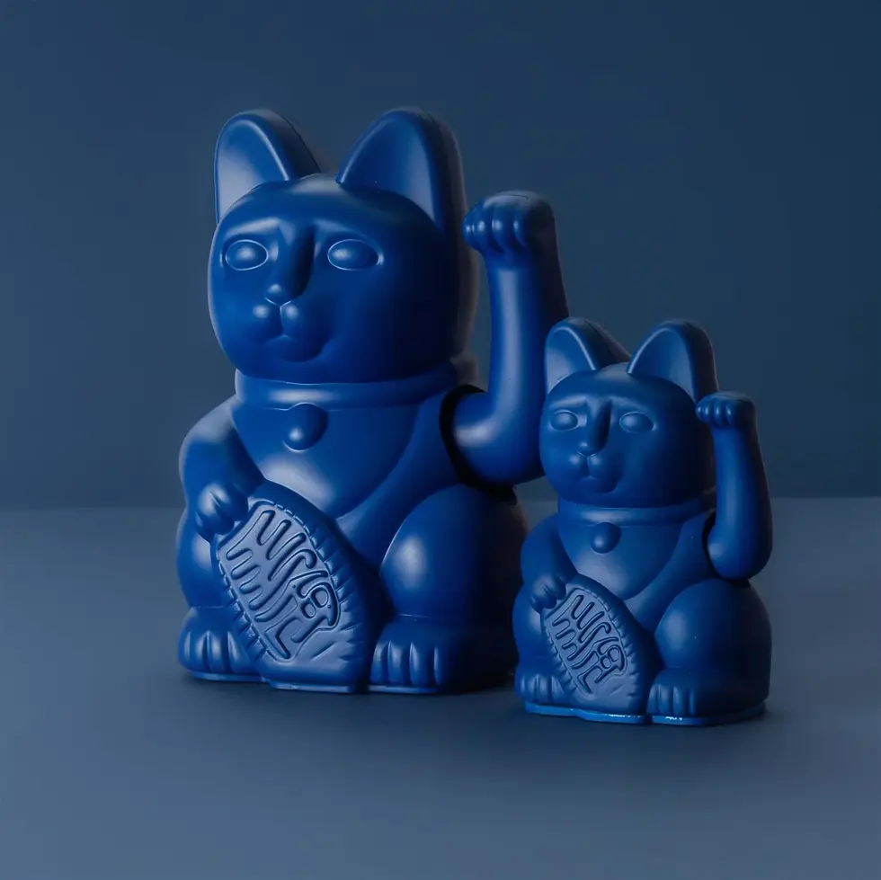 Thumbnail: MINI Waving Lucky Cat - Dark Blue