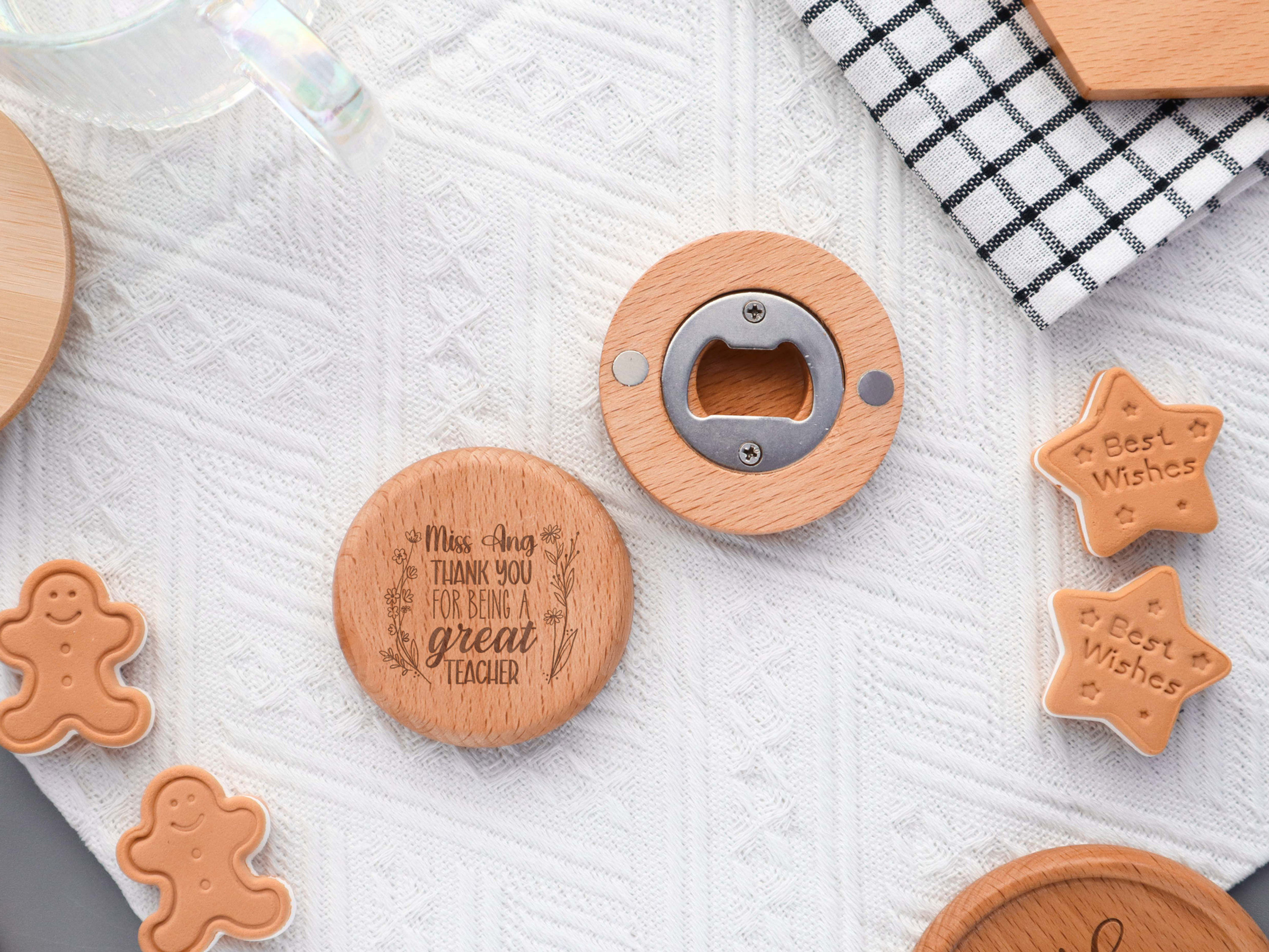 Floral Great Teacher Personalised Magnetic Bottle Opener