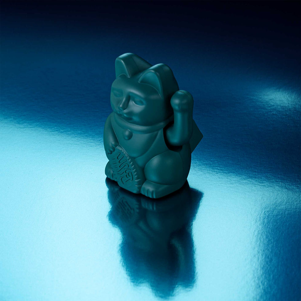 Thumbnail: SOLAR Waving Lucky Cat - Green