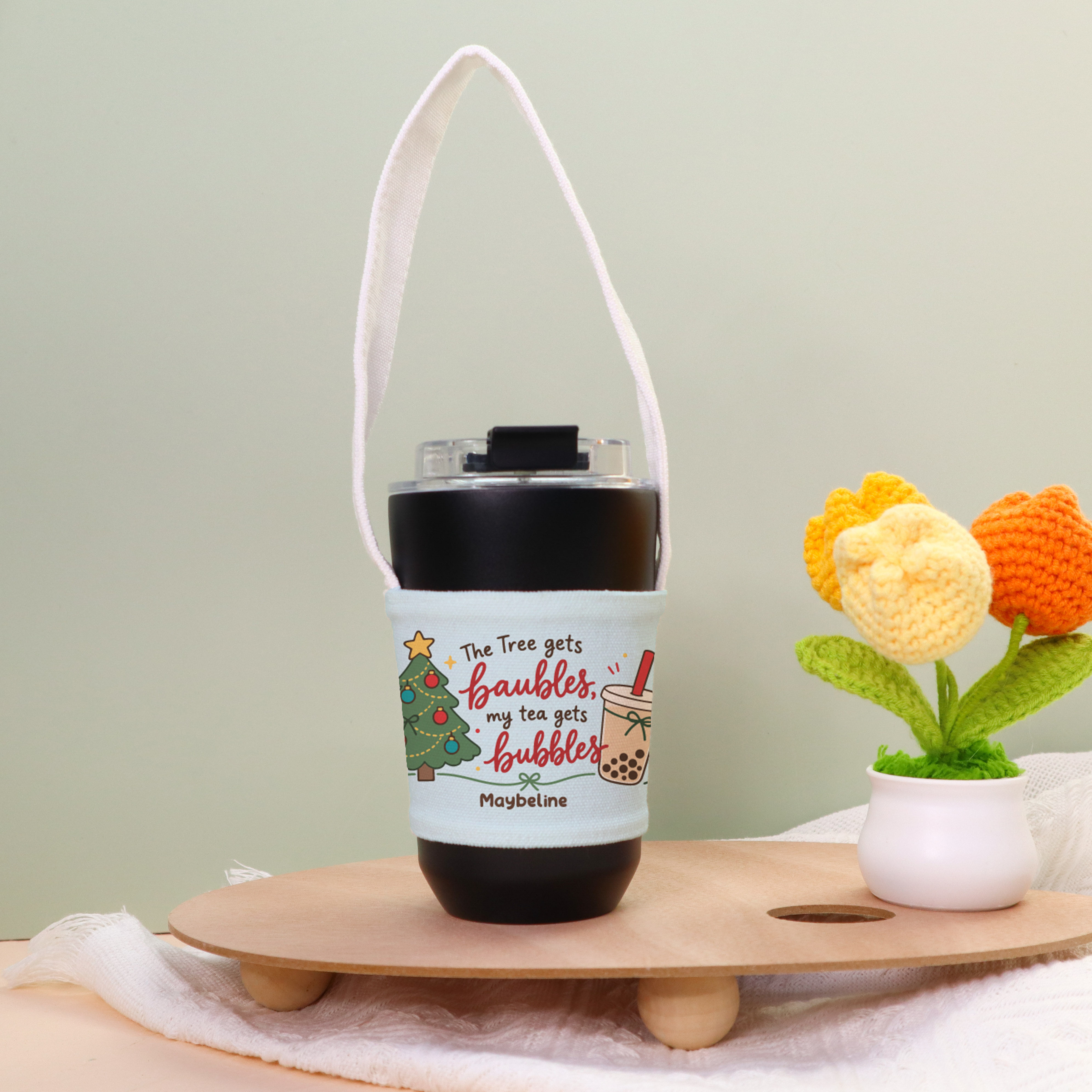 Tree Get Baubles Personalised Cup Sleeve