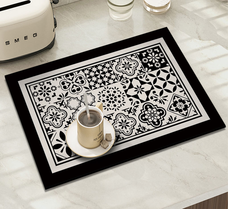 Thumbnail: Monochrome Tiles Kitchen Dish Drying Mat