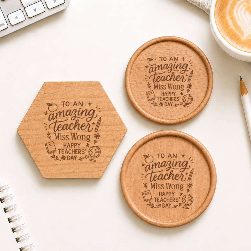 Amazing Teacher Personalised Wood Coaster