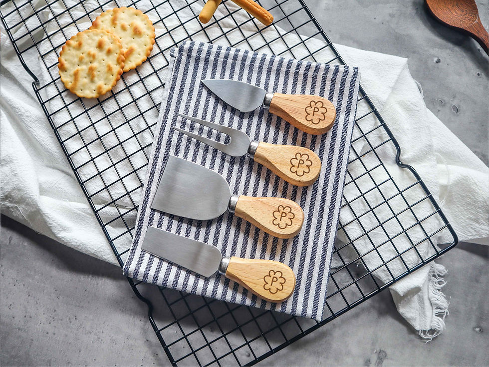 Flower Initial Personalised Mini Cheese Knives Set
