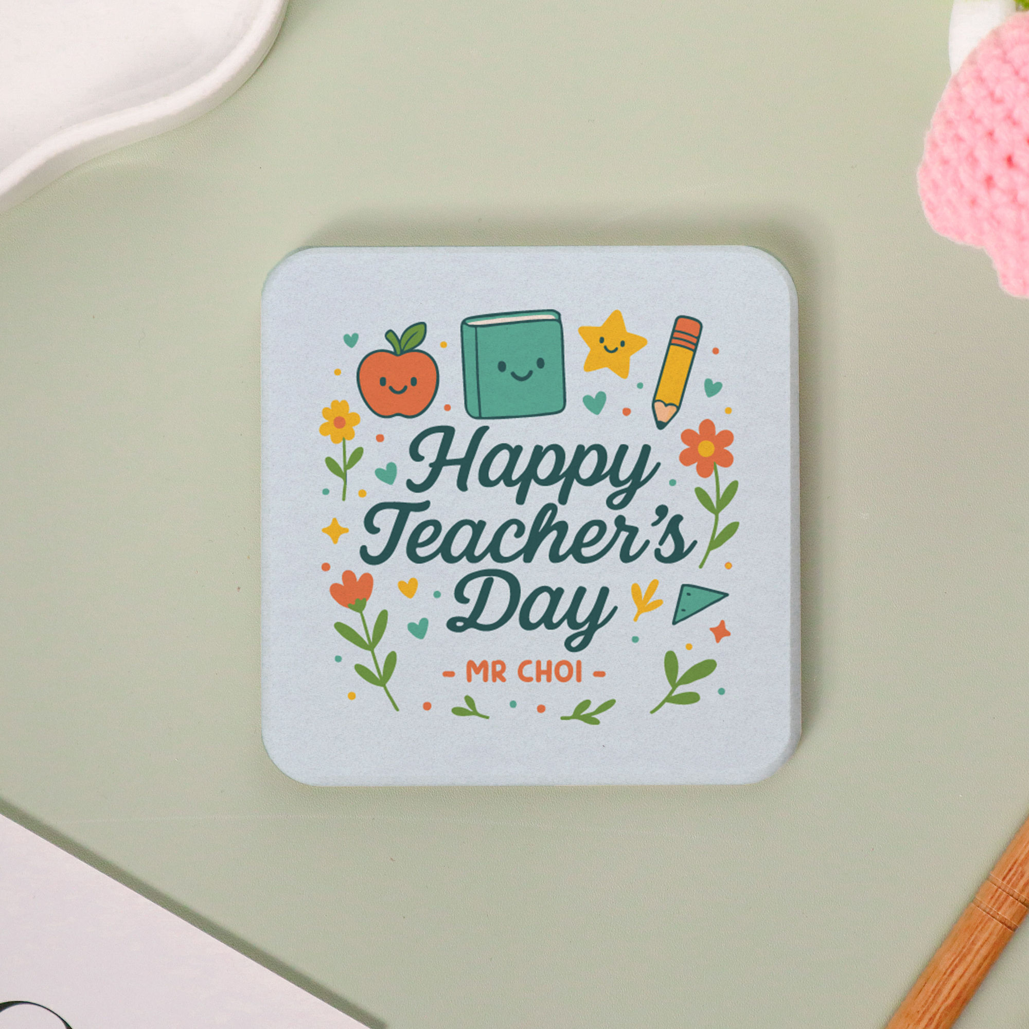 Blooming Teachers Day Personalised Diatomite Coaster