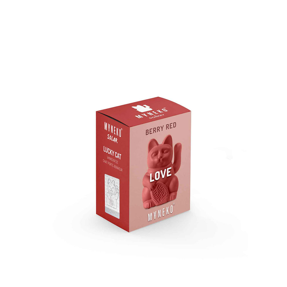 Thumbnail: SOLAR Waving Lucky Cat - Berry Red