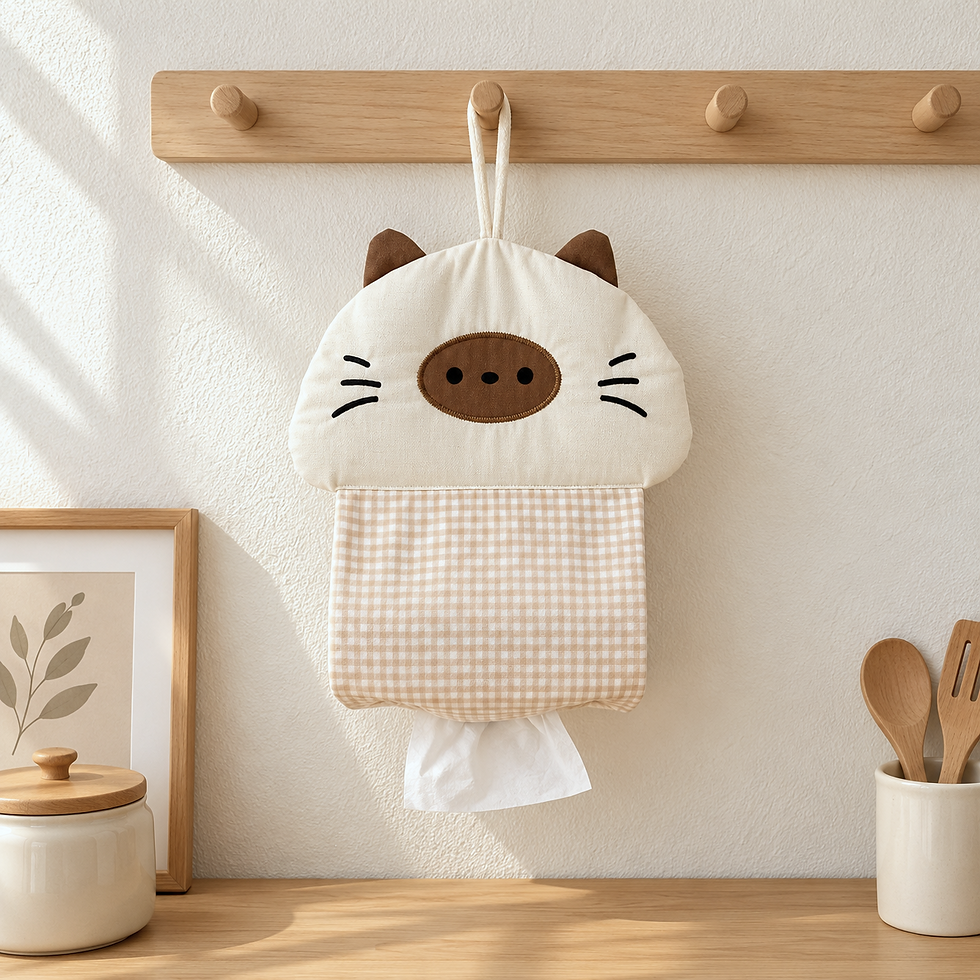Thumbnail: Kitty Gingham Hanging Tissue Holder