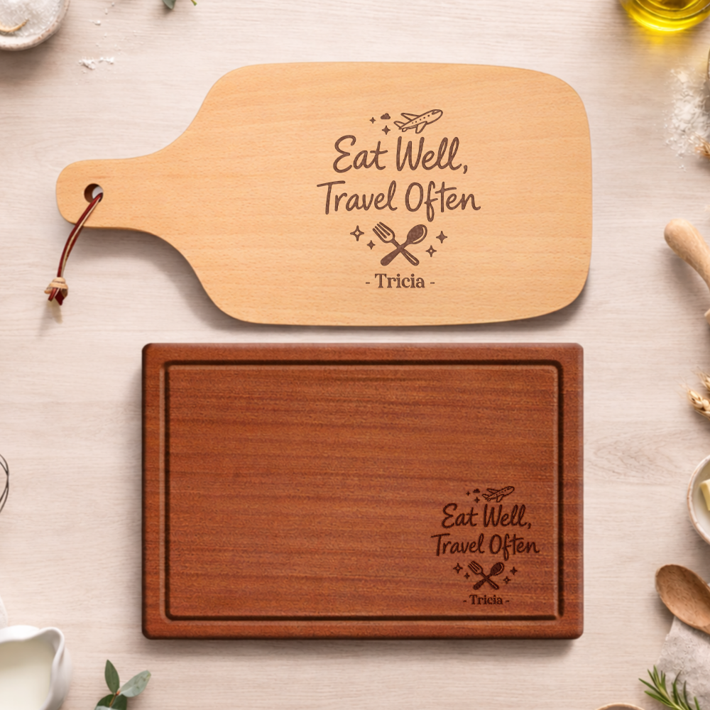 Eat Well Travel Often Personalised Cutting Board
