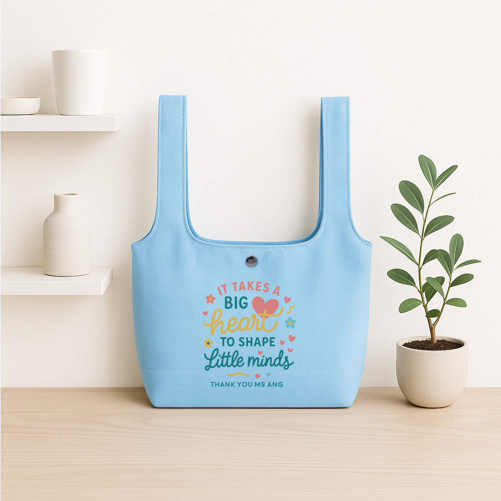 Big Heart Shape Little Minds Personalised Foldable Canvas Bag