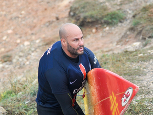 Karim Braire à Nazaré (Portugal) en 2018. (C. Barroso/Presse Sports)