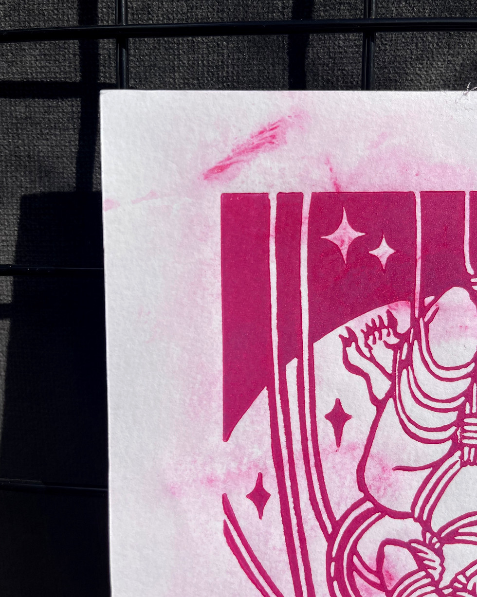 Thumbnail: 'Upside Down', | Linocut print