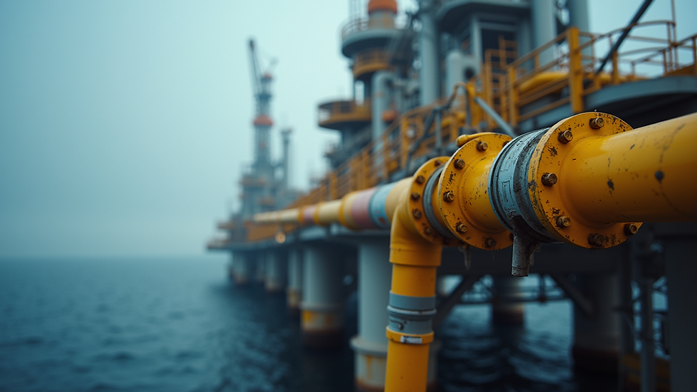 Eye-level view of industrial oil rig with safety equipment