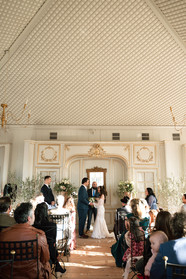 bride and groom during ceremony at the Jardin de france