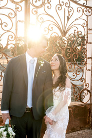 bride and groom at the Jardin de france