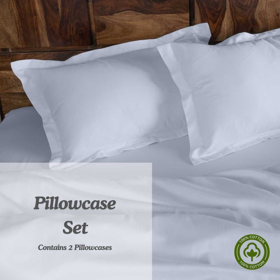 Home Prides's 100% cotton Pillowcase set, containing 2 pillowcases. Oeko-Tex Certified and Zero Plastic Packaging.