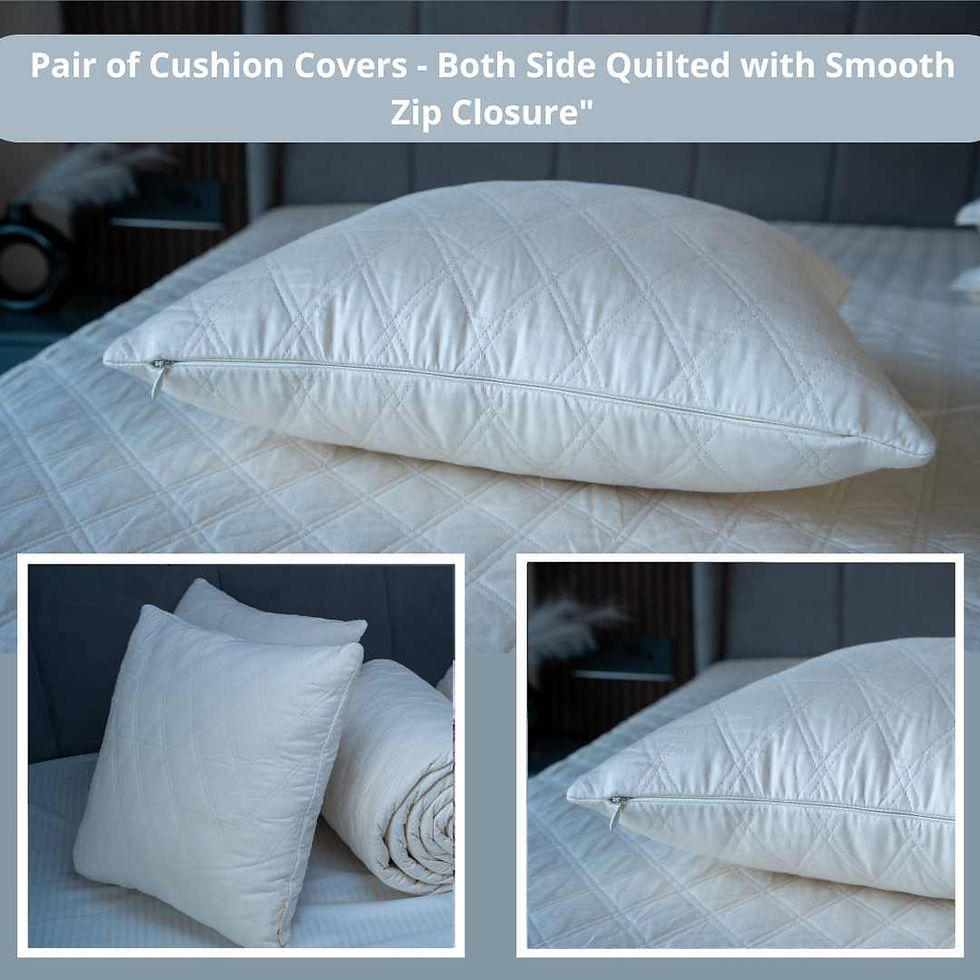 Thumbnail: Home Prides 5 piece 100% Cotton quilted bed spread set with 100% cotton filling. Oeko-Tex Certified & zero plastic Packaging