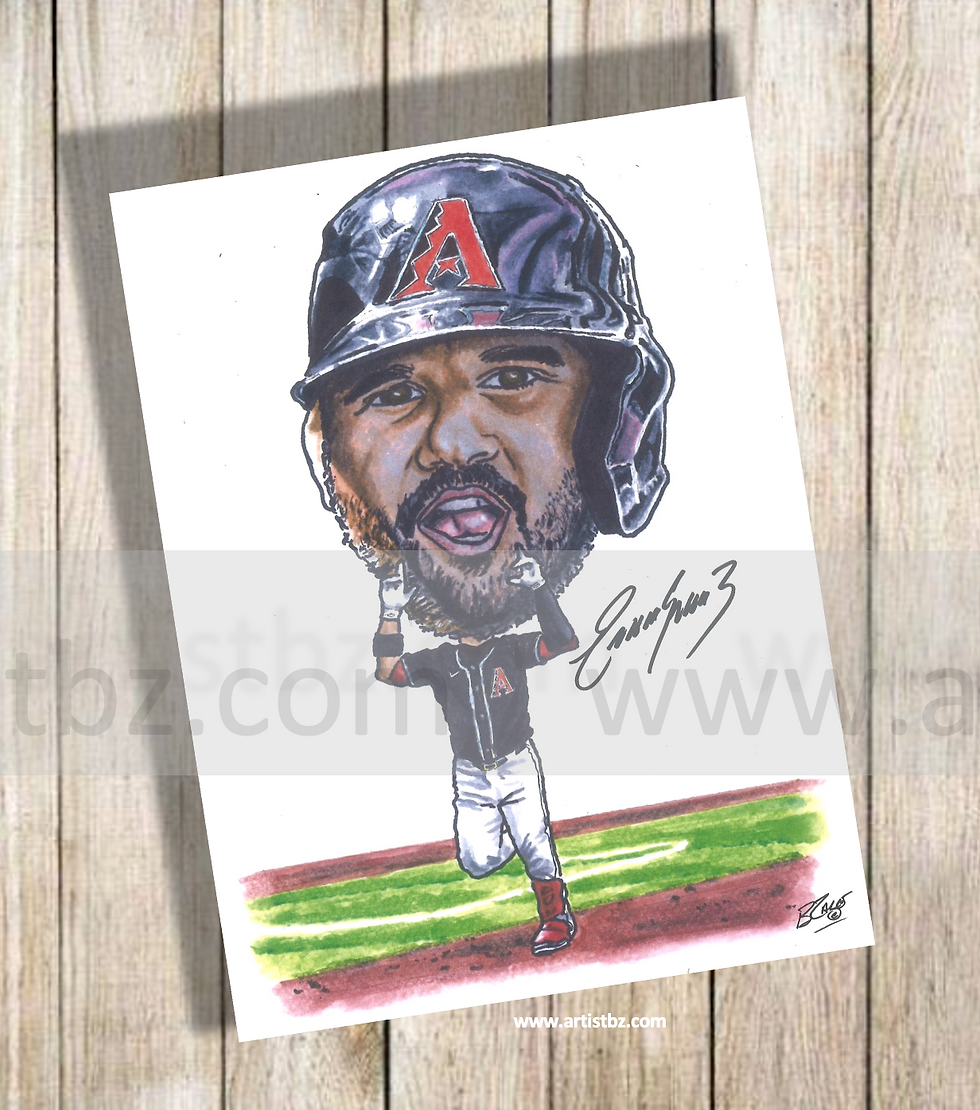 Eugenio Suarez signed caricature, unframed