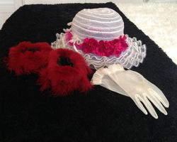 191 Dentelle blanche & Fleur bourgogne