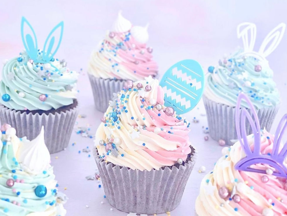 Thumbnail: Pack of 4 Mini Easter Single Layered Cake Toppers & Charms