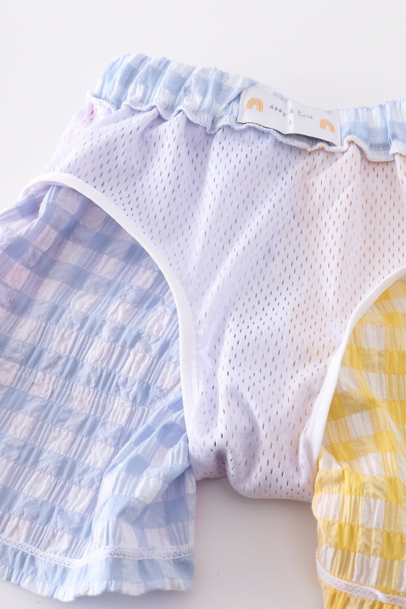 Thumbnail: Abby & Evie Multicolored gingham boy swim trunks