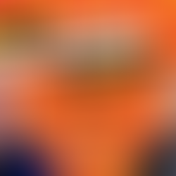 Andy Goram and Dona Amelia smiling with mics, featuring text "Holistic Purpose-Driven Leadership." Orange sunburst background sets energetic mood.