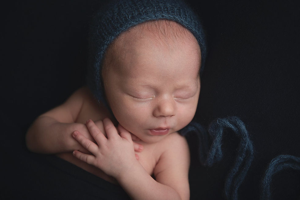 Newborn photography blue hat