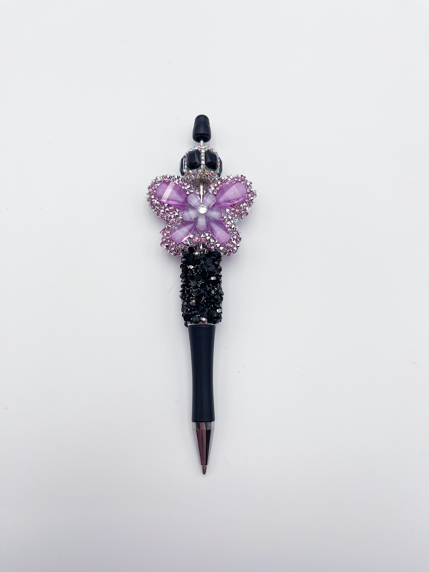 Black & Purple Rhinestone Butterfly Bedazzle Pen