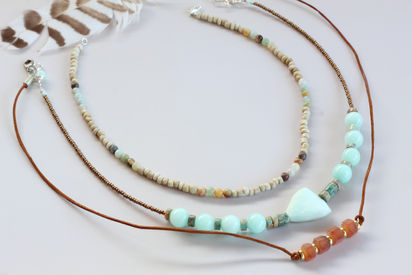 earth toned layered boho necklace set