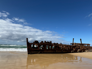 Shipwreck on beach at K'gari