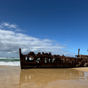 Shipwreck on beach at K'gari