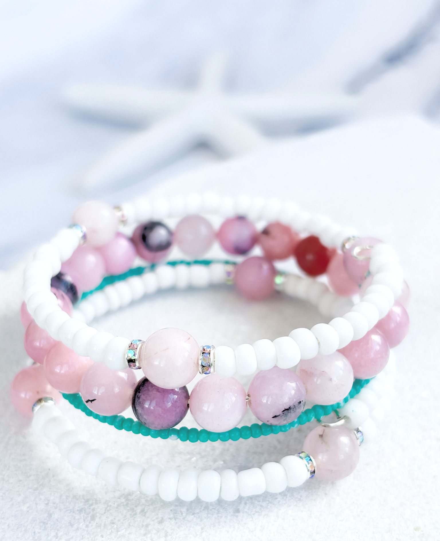 cherry blossom memory wire bracelet
