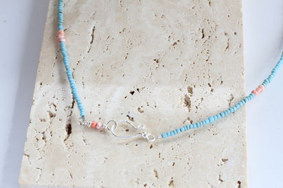sunstone and recycled glass necklace