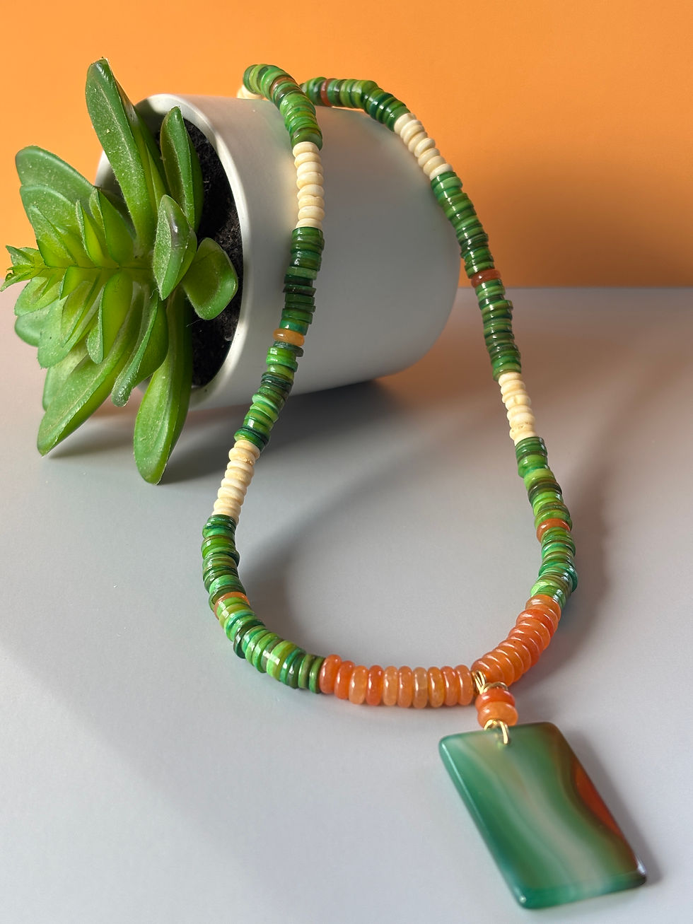 handmade necklace with carnelian