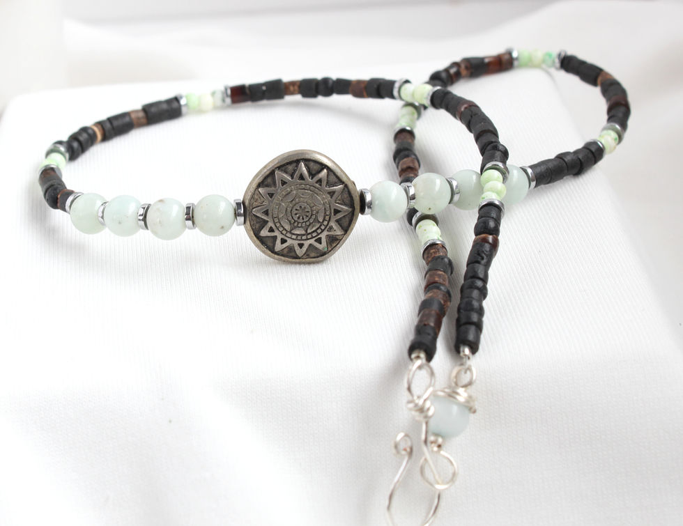 Amazonite Necklace with Wooden Beads
