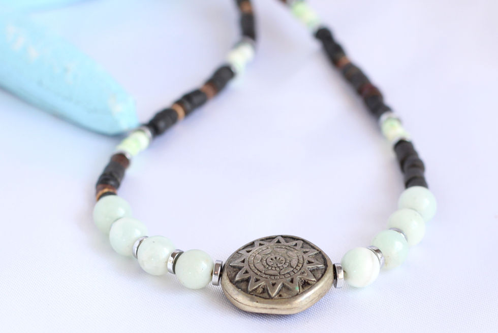 Amazonite Necklace with Wooden Beads