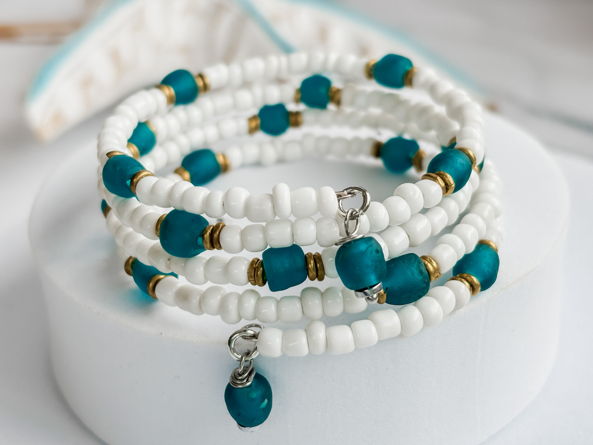 recycled glass bracelet dark green