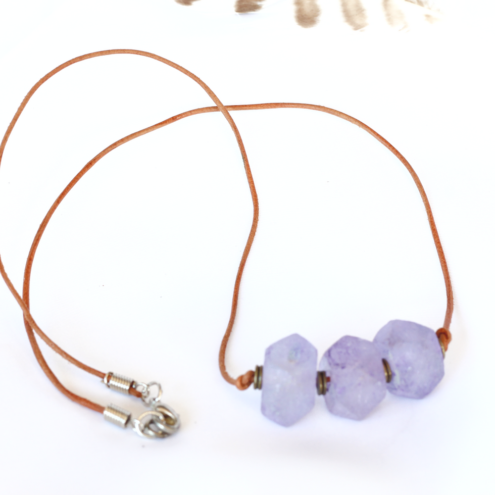 Purple Recycled Glass Necklace