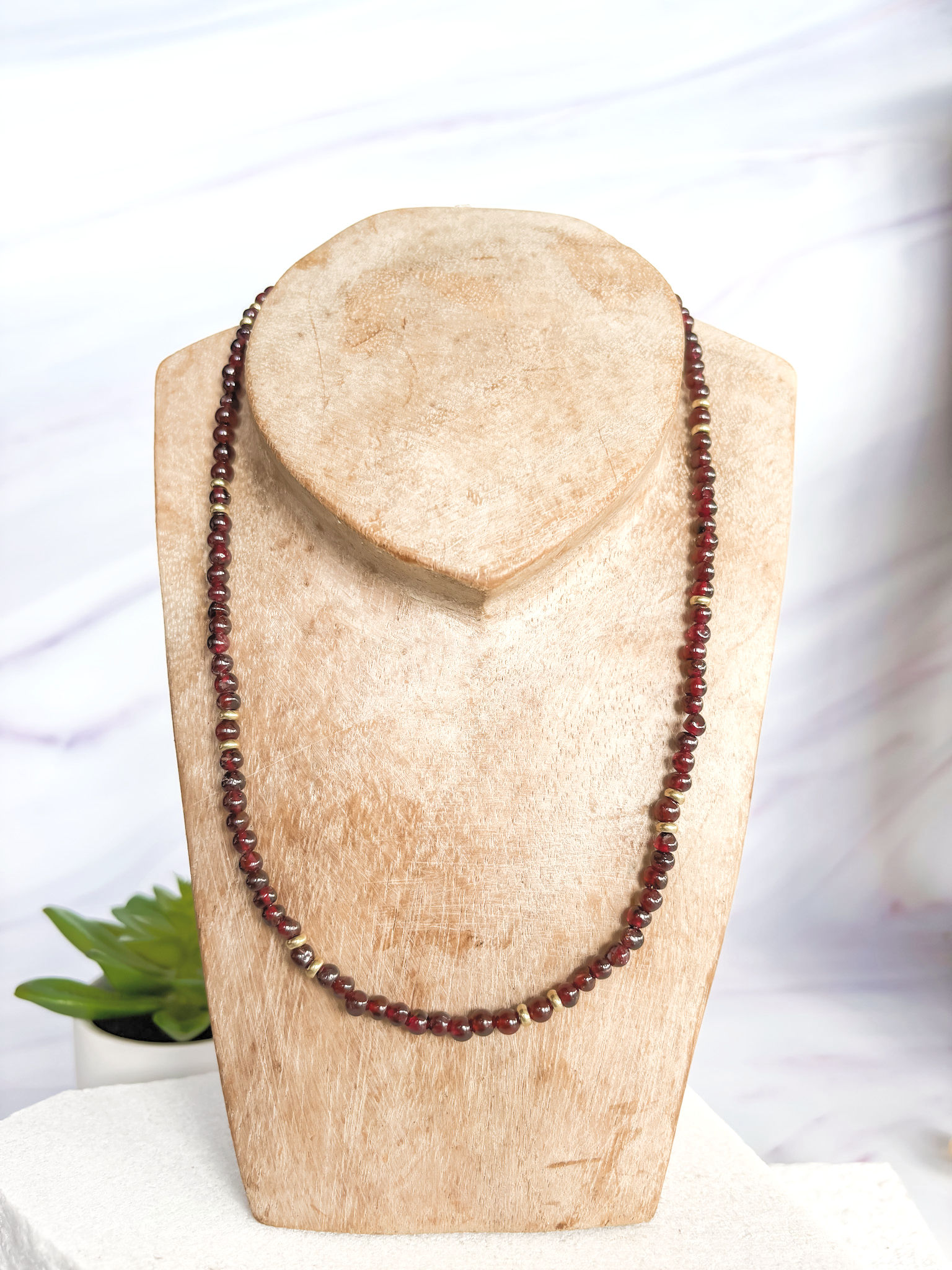 Beaded Garnet choker necklace