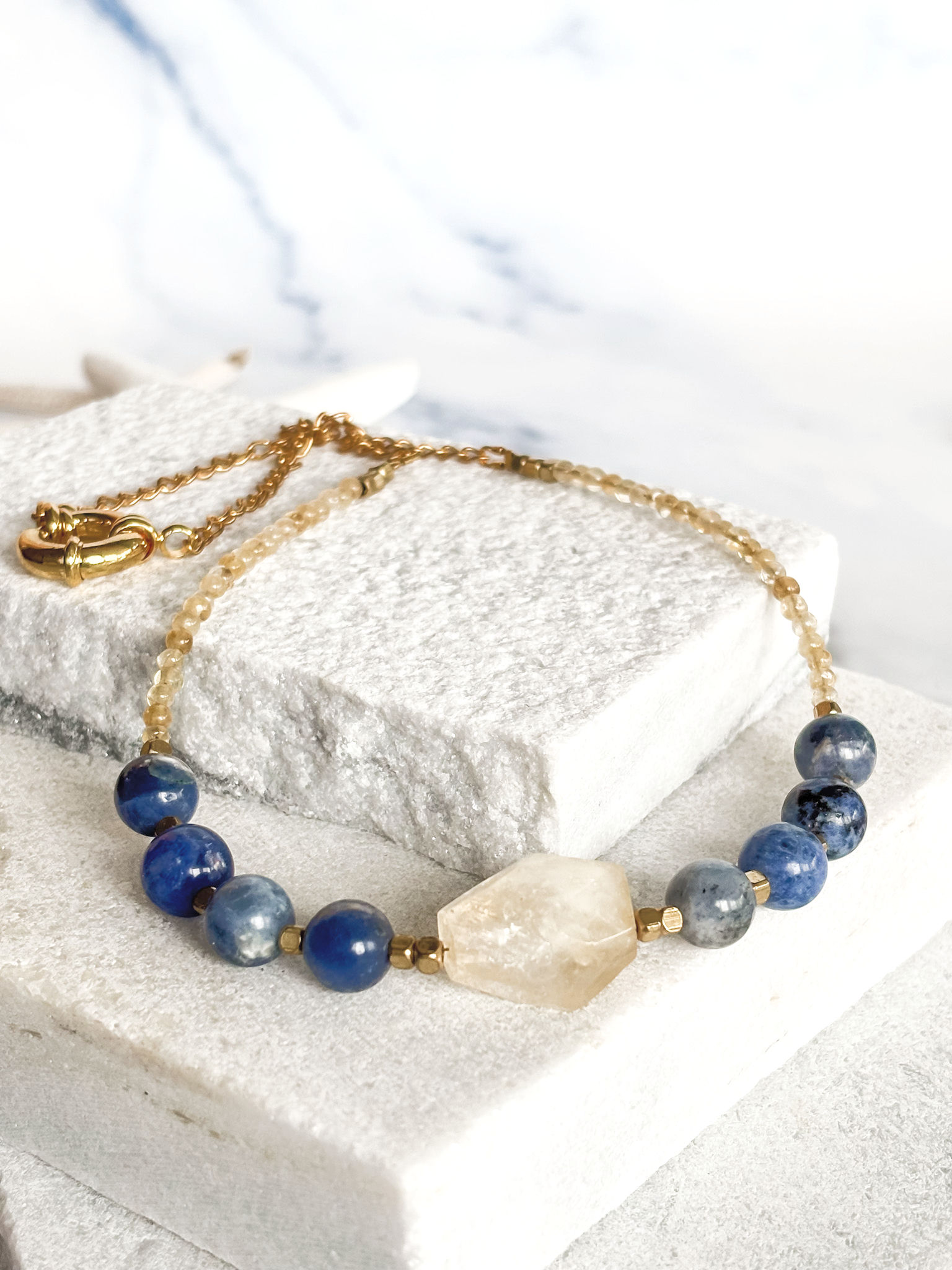 Soldalite and Citrine Necklace